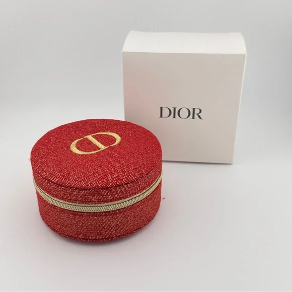 🆕 DIOR Limited Edition Shimmering Red Round Jewelry Case Authentic & NIB - Picture 6 of 8